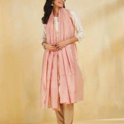 Fabindia Pink Regular Fit Embroidered Dupatta-picture-43