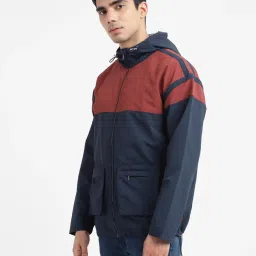Levi'S Navy & Maroon Relaxed Fit Colour Block Hooded Jackets image 3