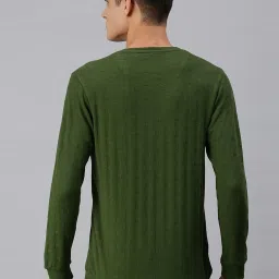 showoffff SHOWOFF Green Cotton Slim Fit Self Pattern SweatShirt image 2