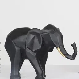 Smokey Cocktail Black Resin Abstract Elephant Pair Sculpture image 2