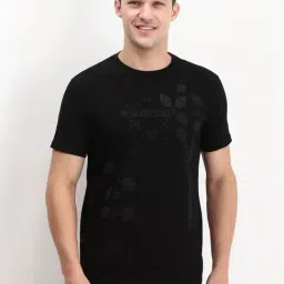 Allen Solly Black Cotton Slim Fit Printed T-Shirt-image-24