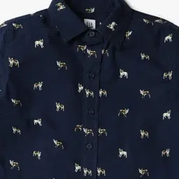 GAP Boys Blue Regular Fit Long Sleeves Printed Shirt image 3