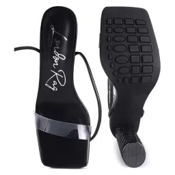 London Rag Women's Diamante Black Gladiator Sandals image 3