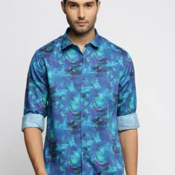 showoffff SHOWOFF Blue Cotton Slim Fit Printed Shirt-picture-36