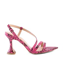London Rag Women's Snake Print Pink Sling Back Stilettos image 1