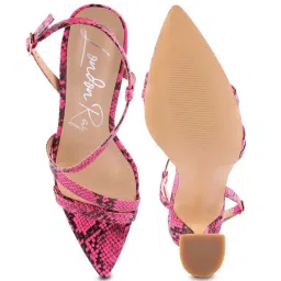 London Rag Women's Snake Print Pink Sling Back Stilettos image 3