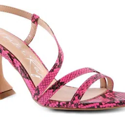 London Rag Women's Snake Print Pink Sling Back Stilettos image 4