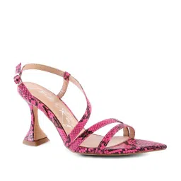 London Rag Women's Snake Print Pink Sling Back Stilettos image 2