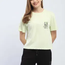 MADAME Neon Green Cotton Printed T-Shirt-picture-29