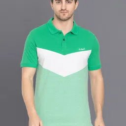 Club York Green & White Regular Fit Colour-Block T-Shirt image 1