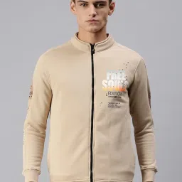 showoffff SHOWOFF Beige Cotton Slim Fit Printed Jackets image 1