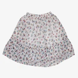 Kiddopanti Kids White Floral Print Skirt image 1