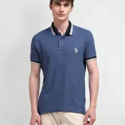U.S. Polo Assn. Blue Cotton Slim Fit Polo T-Shirt-picture-19