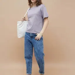 Fame Forever By Lifestyle Medium Purple Cotton Regular Fit T-Shirt image 4