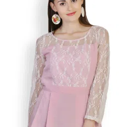 Belle Fille Pink & White Lace Top image 1