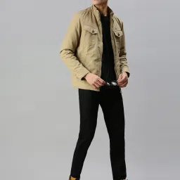 showoffff SHOWOFF Khaki Cotton Slim Fit Jackets image 5