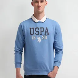 U.S. Polo Assn. Denim Co. Blue Cotton Regular Fit Printed Sweatshirt image 4