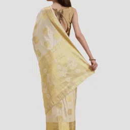 Mimosa Beige & Golden Woven Saree With Unstitched Blouse image 2