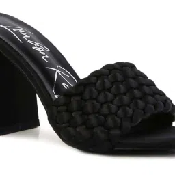 London Rag Women's Braided Satin Black Casual Sandals image 4