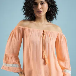 DressBerry Off-Shoulder Bell Sleeve Bardot Top-picture-14