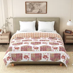 INDRA'S Pink & White Ethnic Motifs Heavy Winter 150 GSM Quilt-picture-35