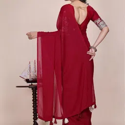 K 5 Fashion Solid Embellished Saree image 3
