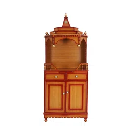 DZYN Furnitures Brahma Kostha Brown Large Floor Rested Pooja Temple image 3
