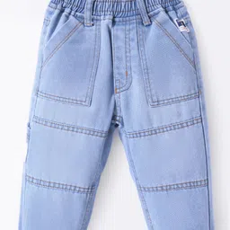 Little Kangaroos 100% Cotton Full Length Denim Jeans Solid Colour - Dark Blue-picture-15