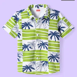 Babyhug Cotton Knit Half SleevesShirt with Tropical Theme Print - Light Green-picture-19