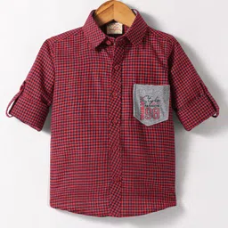 Rikidoos Full Sleeves Checked Shirt - Maroon-picture-11