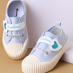 Cute Walk by Babyhug Velcro Closure Casual Shoes with Heart Sequin Detailing - Light Blue-picture-2