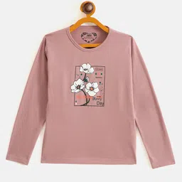 Fort Divine Cotton Knit Full Sleeves Floral Printed Tee - Pink-picture-18