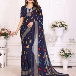 Moda Rapido Floral Poly Georgette Saree image 1
