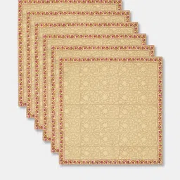 Fabindia Anar Green & Beige 6 Pieces Printed Cotton Square Shaped Table Napkins image 3