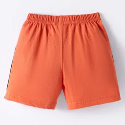Tango Single Jersey Knit Knee Length Shorts with Bear Print & Tape Detailing - Orange image 2