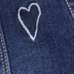 Pine Kids Ankle Length Denim  Washed Jeans with Heart Embroidery - Blue image 3