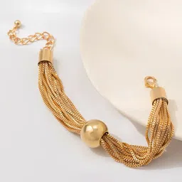 Yellow Chimes Gold-Plated Multilayered Ball Layered Necklace image 1