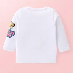 Babyhug Disney Single Jersey Full Sleeves Tee and Full Length Dungaree Set with Lion King  Print  -White & Blue image 4