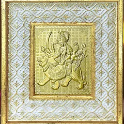 Art Street Gold Toned And White Self Design Ma Durga Photo Frame-image-2