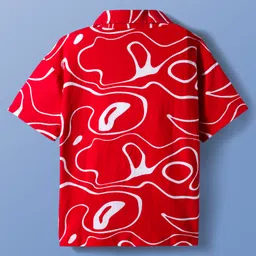 Pine Kids Cotton Knit Half Sleeves Printed Shirt Styled Top With Inner Tee - Red & White image 5