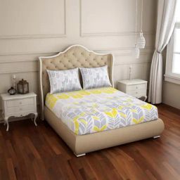 Spaces Atrium Plus Grey Cotton 210 TC Bed Sheet Set-picture-49