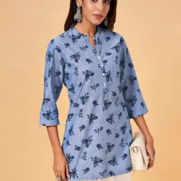 Rangmanch by Pantaloons Blue Printed High Low Short Kurti image 4