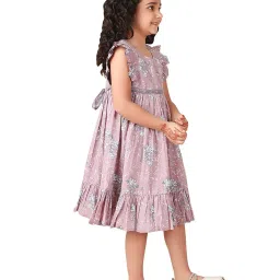 Fabindia Kids Lavender Floral Print Dress image 4