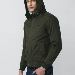 Peter England Casuals Green Regular Fit Hooded Jacket image 3