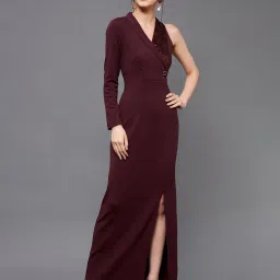 Miss Chase Wine Embellished Gown image 4