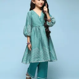 BIBA Girls Kids Green Printed Kurta Set image 4