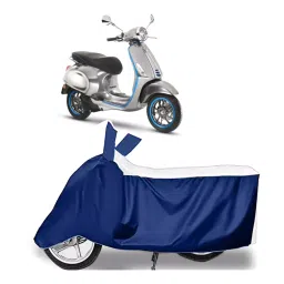 Auto Pearl Two Wheeler Cover for Vespa Elettrica - White, Blue-picture-30