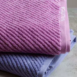 Nautica Cross View Lilac & Grapemist Cotton 600 GSM Fluffy Zero Twist Bath Towel - Set of 2 image 4