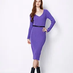 Cover Story Purple Regular Fit Midi Dress image 4