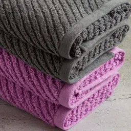 Nautica Cross View Steel Grey & Lilac Cotton 600 GSM Fluffy Zero Twist Hand Towel - Set of 4 image 4